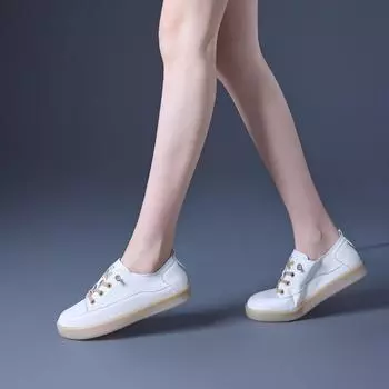 Повседневные белые туфли-лоферы кожаные туфли на плоской подошве 35 белый