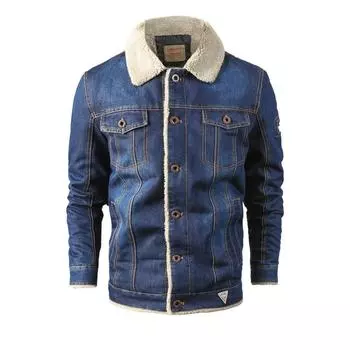 Casual Winter Fleece Thickened Loose Lapel Plus Size Denim Jacket Men s Jacket L