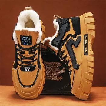 Casual Winter Outdoor Warm Retro Board Shoes Men s Trendy Versatile Thick Bottom Lace Wear Resistant Ankle Boots Botas Mujer 39