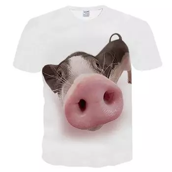Casual Women Men 3d Tshirt Print 2019 Zodiac Blessing Pig Short Sleeve Tops Tee L