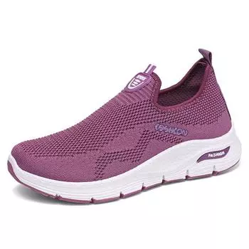 Casual Women Mesh Sneakers Ladies Flats Slip On Vulcanied Shoes New Non Slip Platform Comfort Shoe Woman Fashion 36 чёрный