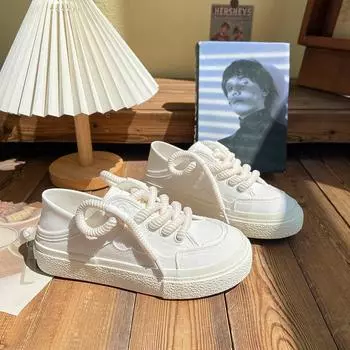 Casual Women s Canvas Shoes Breathable Flat Bottom Comfortable 2024 New Fashion Simple All-match Little White Shoes Summertime 35 белый