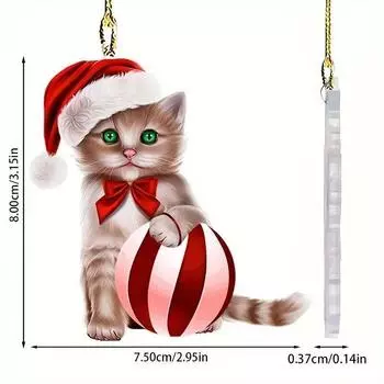 Cat Acrylic Cute Pendant With Ball Fun Car Decoration Charming Hanging Accessory Vehicle For