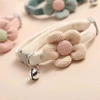 Cat and dog collar flower cat and dog pet collar bell small and medium-sized cat and dog cat collar cute kitten accessories белый