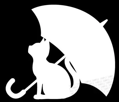 Cat and Umbrella Cutting Sticker Rain-shelter Cat Design Car Sticker Decal Sticker for Dressing