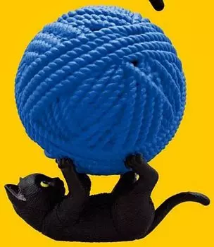 cat and yarn Kitten and yarn ball [Black ball]