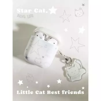 Cat Applicable AirPods Protective Case Apple Earphone Case Second Generation 3 Generation Pro2 Earphone Case Wireless Bluetooth Case Niche Style White Star Kitty Airpods pro