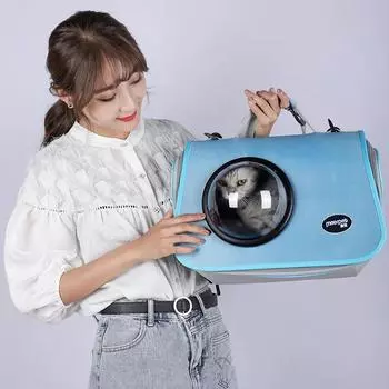 Cat Bag Out Portable Shoulder Bag Space Capsule Crossbody Backpack Dog Cat Carry-on Supplies Pet Carrier Travel Backpack темно-синий