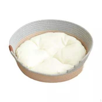 Cat Bed Basket with Cushion, Portable Pet House for Indoor Use S