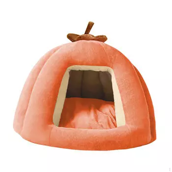 Cat Bed in Pumpkin Design with Removable Pad for Small Animals S