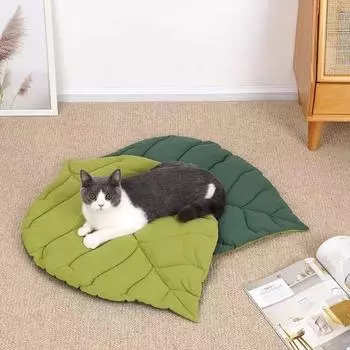 Cat Bed Mats Soft Cotton Leaf Shaped Kitten Cat Puppy Dog Bed Mat Sleep Blanket Home Pets Double Sided Pad Floor Rugs Washable