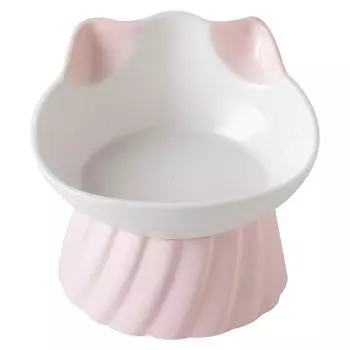 Cat bowl ceramic cat food basin to protect the cervical spine oblique mouth high foot bowl cat food basin
