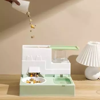 Cat bowl Double bowl automatic drinking water feeder Cat bowl Dog bowl Drinking water in one baby cat food bowl