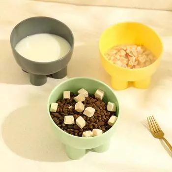 Cat Bowl Neck Guard Bowl Like Legs Large Caliber Cat Food Bowl Anti-Upset Pet Bowl Macaron Colored Food Utensils Pet Supplies серый