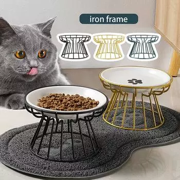 Подставка для кошачьих мисок Подставка для кошачьих мисок Для защиты шейных позвонков Железная рама для установки миски для домашних животных зелёный