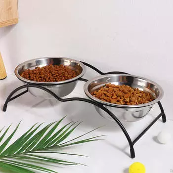 Cat Bowls Stand Bowl Holder Raised High Performance, Iron Feeding Station Metal for Pet