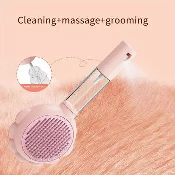 Cat Brush Spray Cat Hair Removal Brush Dog Steamer Brush for Massage Pet Grooming Removing Tangled and Loose Hair белый