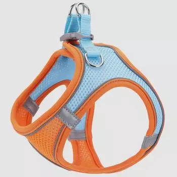 Cat Chest Strap Vest Reflective Anti Breaking Loose Cat Rope Mesh Breathable Pet Products Factory in Stock Wholesale S Mesh orange spell Blue