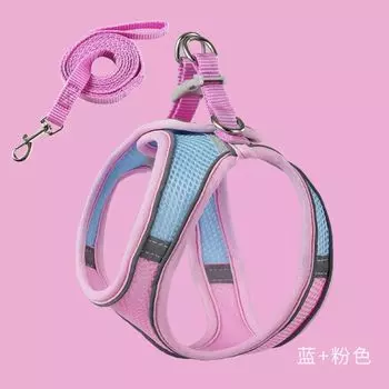 Cat Chest Strap Vest Reflective Anti Breaking Loose Cat Rope Mesh Breathable Pet Supplies in Stock Wholesale S Mesh-Pink Blue