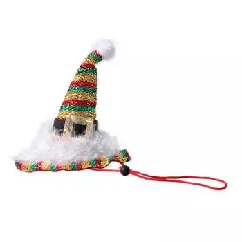 Cat Christmas Hat Pet Glittery Golden Xmas Hat Puppy Hat with Feathers for Cats And Small Dogs Photo Prop Festive Dress-up