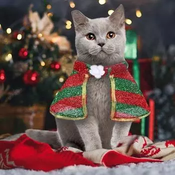 Cat Clothes Cat Dog Christmas Cosplay Clothing Funny Dress Up Pet Cloak Pet Costume Dog Costumes for Small Dogs S белый