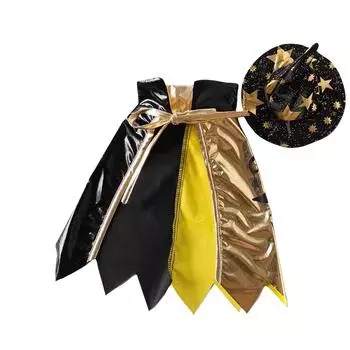 Cat Clothes Halloween Dog Costume Witch Cloak Hat Small Dog Party Suit Photo Prop Headdress Pet One Size чёрный