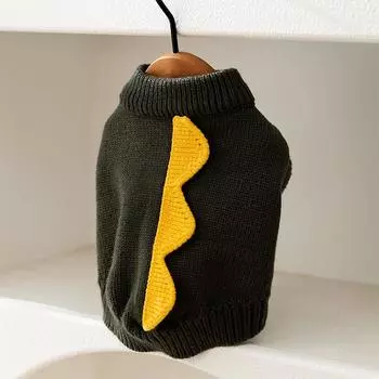 Cat clothes, warm in autumn and winter, thin two-legged cute little dinosaur two-legged knitted sweater, puppy dog pet clothing M (recommended weight 5-4kg)