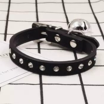 Cat Collar Dog Collar Rhinestone Velvet Skin Pet Supplies Teddy Japanese Kittens Dog Puppy S neck 25-33cm Black