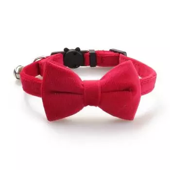 Cat Collar Pet Supplies Cat Necklace Bow Jewelry Accessories Bell Kitten Neck Decoration Cat Chinese red
