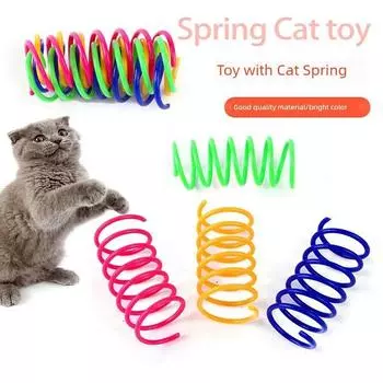 Cat Color Plastic Spring Cat Toy Beating Cat Toy Ball Pet Supplies Funny Cat Spring Self-Hi Toy Ball Tease Cat Spring [short 8]]