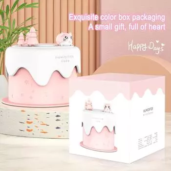 Cat Cupcake Shape Humidifier Silent Fog Volume Humidifier 300ml Capacity Humidifier with Colorful Lights for Home Office Bedroom белый