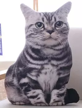 Cat Cushion Body Pillow Plush Toy American Shorthair Tabby Cat Funny Gift Cute Moe Instagram Chatora [dokidoki] серый