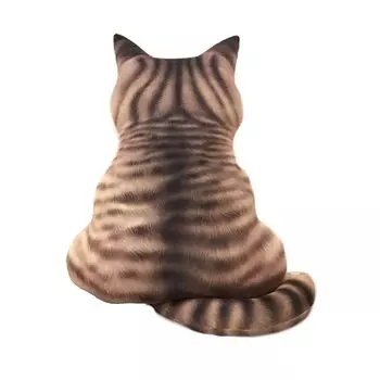 Подушка в виде кошки, милая подушка в виде кошки, отлично подходит для интерьера в социальных сетях, стильная подушка в виде кошки, подарок детям на день рождения, 47 x 40 см (КОРИЧНЕВЫЙ) коричневый