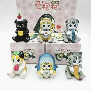 Cat Cute Shark Pvc Toy Figures 6 Pcs Mini Collectibles For Room Decor Gifts