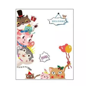 Cat Добро пожаловать съемные обои стены двери стикер DIY наклейка детский сад