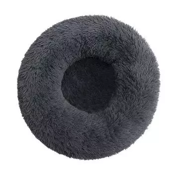 Cat Dog Pet Calming Bed Beds Large Mat Comfy Puppy Washable Fluffy Cushion Plush Dark Gray,Dia.40cm/15.7in