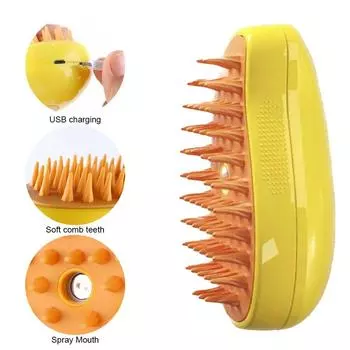 Cat&Dog Pet Electric Spray Massage Comb Anti-Flying Steamy Brush USB Charging Comb Floating Hair Removal Comb Pet Care Supplies зелёный
