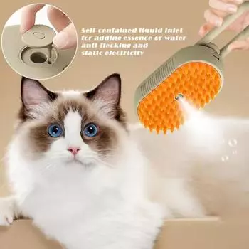 Cat Dog Pet Grooming Comb with Electric Spray Water Steam Soft Silicone Brush Kitten Pet Bath Hair Brush Pet Remover Comb жёлтый