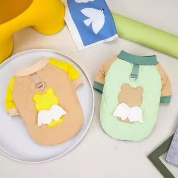 Cat Dog Spring Autumn Winter Soft Clothes Cute Buckle Cartoon Sweatshirt Puppy Clothes For Chihuahua Shih Tzu Dog XS светло-зеленый