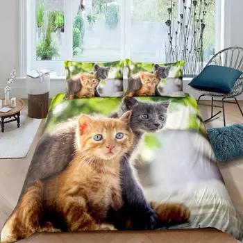 Cat Duvet Cover Set Lovely Animal Bedding Multiple Colour 23PCS Quilt Cover,TwinFullQueenKing Size Polyester Comforter Cover 70x133cm 2pcs