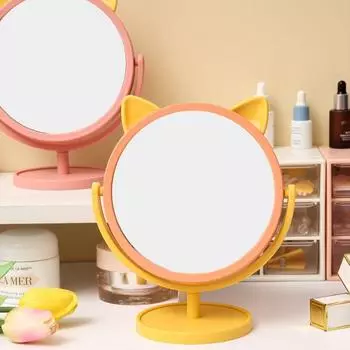 Cat Ear Desktop HD Vanity Mirror Cartoon Makeup Princess Mirror Single Side Makeup Mirror Bedroom 01