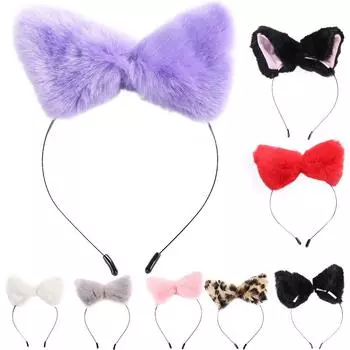 Кошачьи ушки, милый подарок, милая повязка для волос, повязка на голову для женщин и девочек, аксессуары для волос red purple