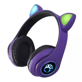 Cat Ear Wireless 5.0 Светящаяся компьютерная игровая гарнитура Bluetooth-гарнитура One Size фиолетовый