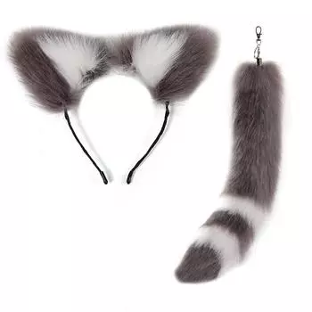 Cat Ears Headband and Faux Tail Keychain Elegant Cosplay Accessories Stylish Pendant for Handbag Backpack Decoration 4