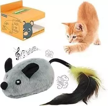 Cat Electric Irregular Obstacle Avoiding Mouse LED Light USB Easy Measures for Cats Lack of Relief [WONSAM] Игрушка, Мышь, Автоматическая, Игрушка в форме Мыши, светло-серый