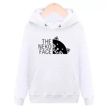 Cat Face Cat Parody Hoodie Funny Neta Funny Clothes White M Size [Oremake] T-Shirt T-Shirt T-Shirt