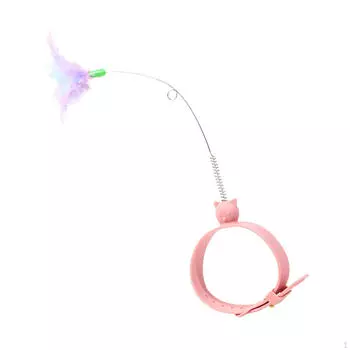 Cat Feather Collar Toy Pet Supplies Enrichment Teasing Stick Rod розовый