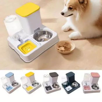 Cat Feeder And Drinker, 2 In 1 Automatic Pet Feeder, Pet Food Bowl, Pet Supplies For Small Medium Large Cats, Large Capacity Dog Bowl Drinking Water One Size чёрный
