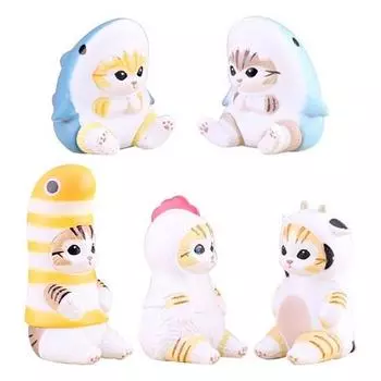 Фигурка кошки, животное, кошка, набор из 5 предметов, миниатюрная фигурка, интерьерный подарок, популярные игрушки в Корее