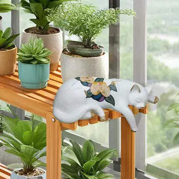 Cat Figurine Animals Sculpture Resin Crafts Lawn Bookshelf Living Room Desk Tabletop Lifelike sleeping